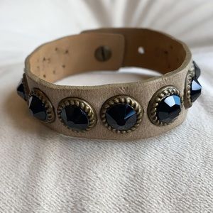 Leather Cuff with Swarovski Crystals SM